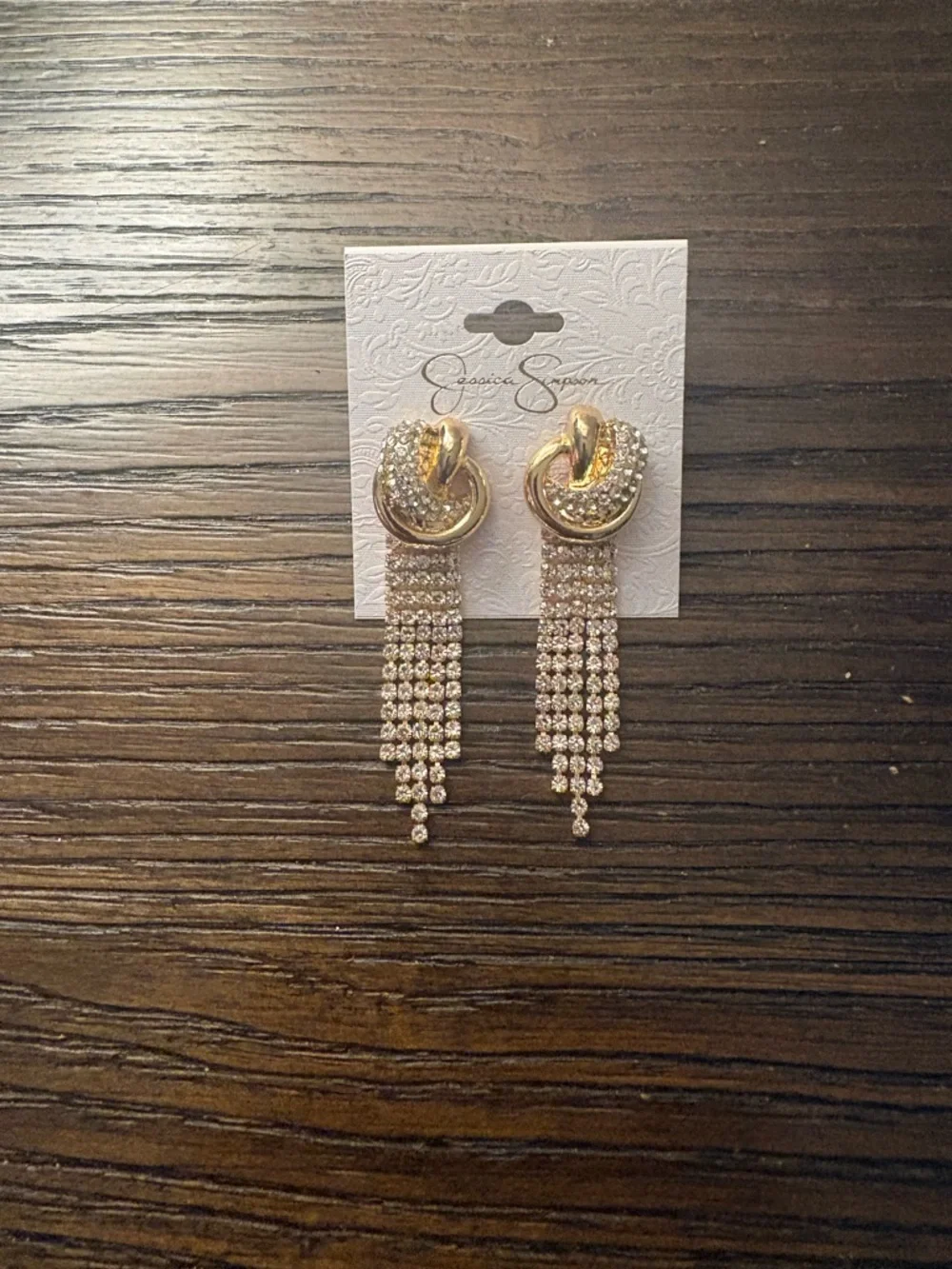NEW Jessica Simpson Gold Twist Fringe Earrings